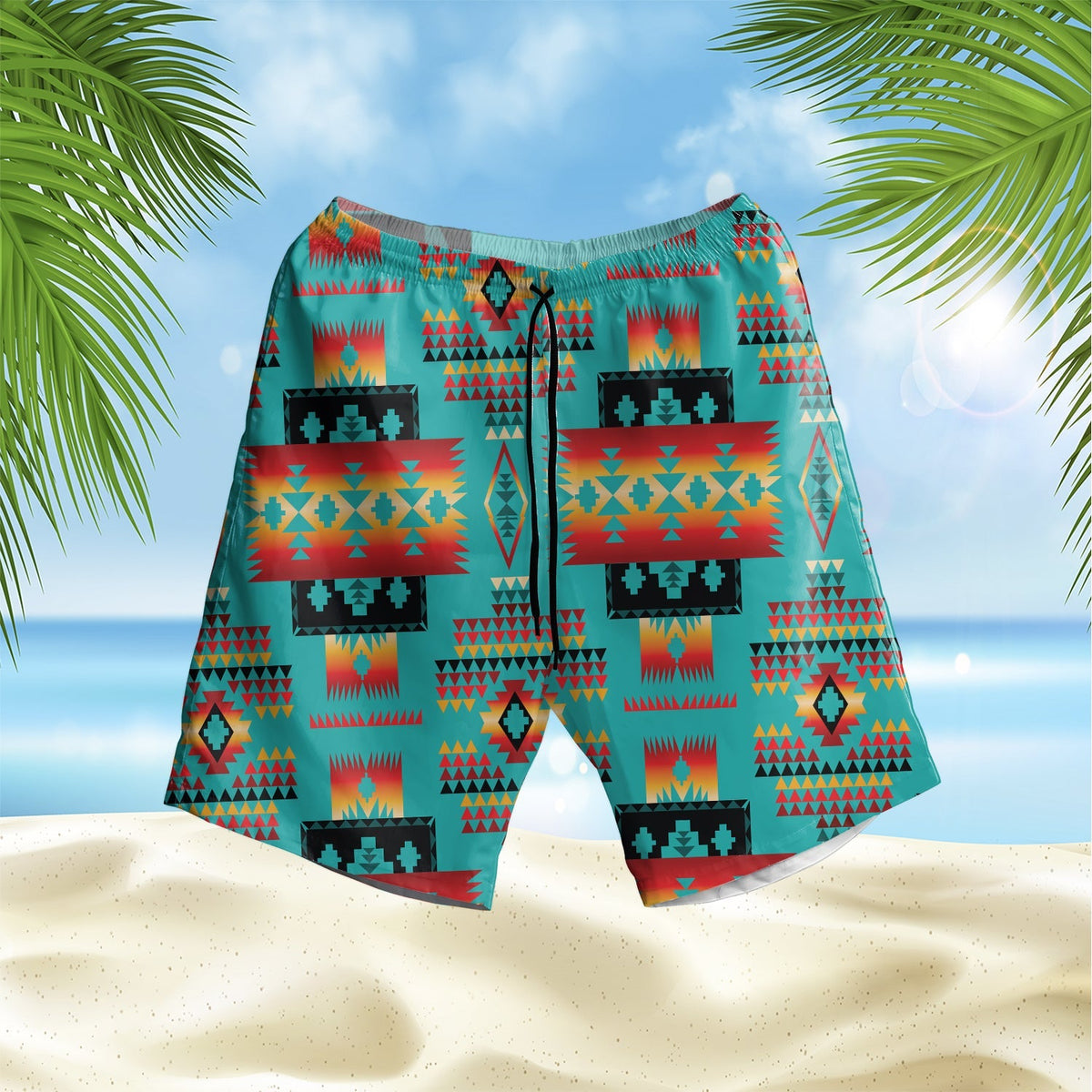 native-american-blues-pattern-hawaiian-shorts