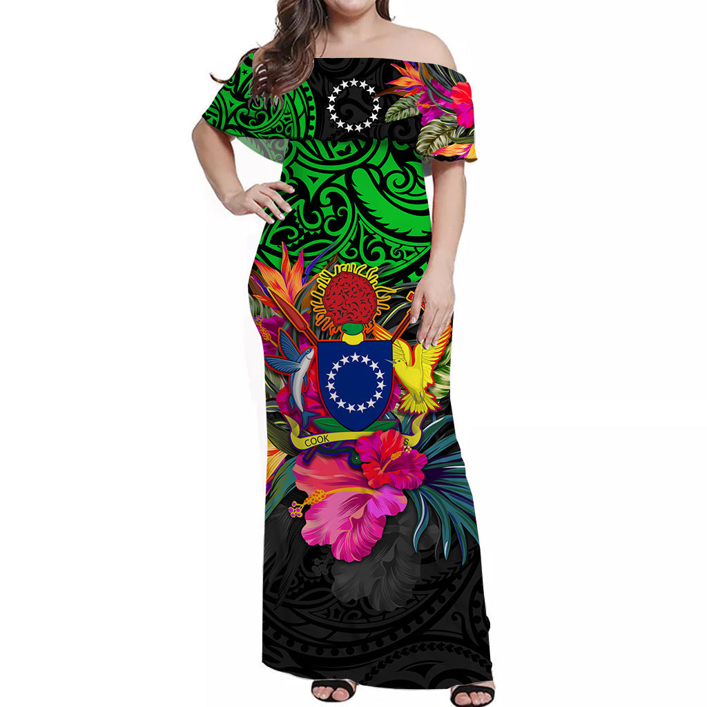 cook-islands-off-shoulder-long-dress-alluring-polynesia-and-tropical-flowers