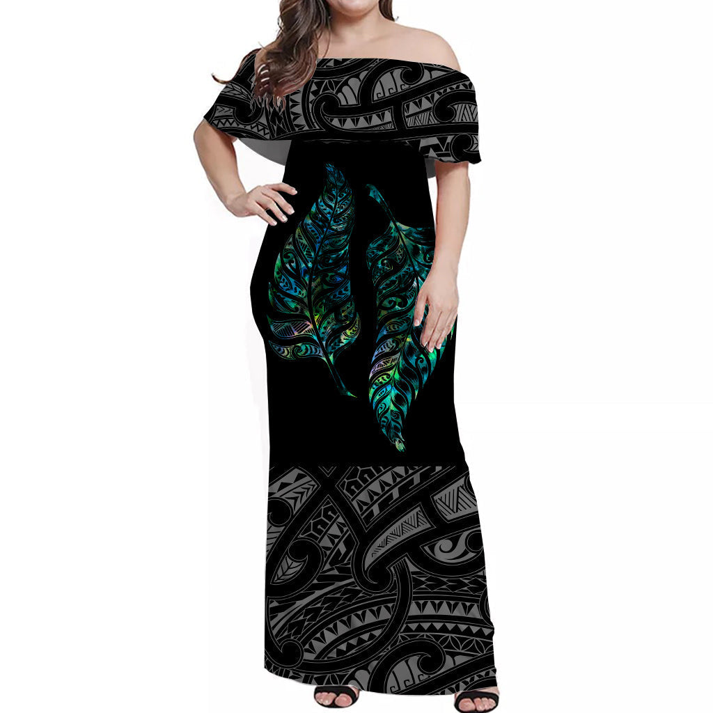 new-zealand-maori-off-shoulder-long-dress-aotearoa-mix-silver-fern-paua-shell-ver01