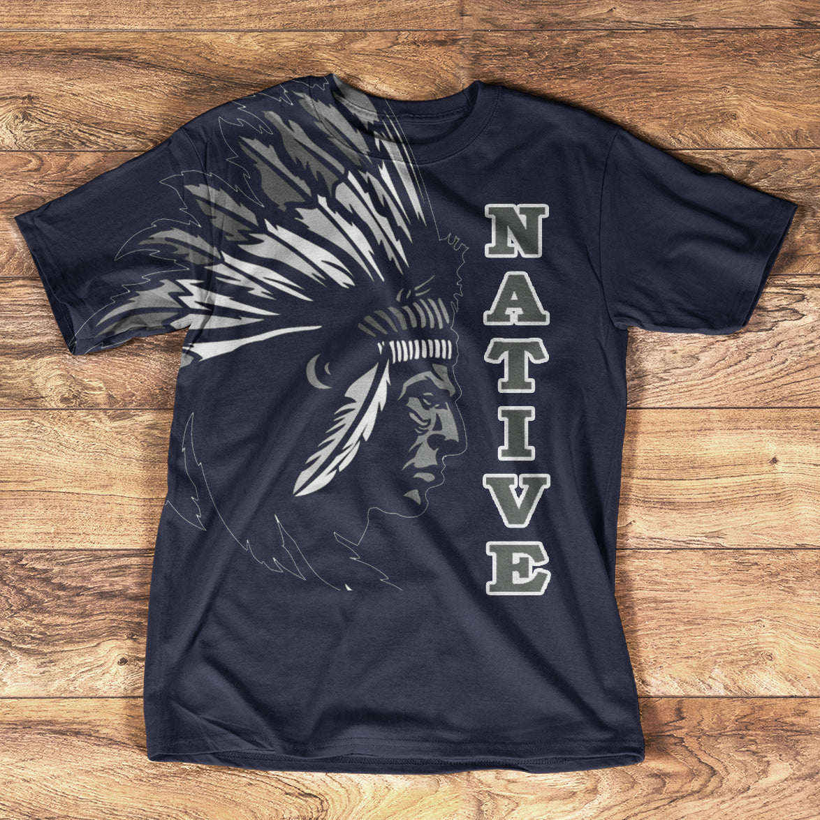 Gray Chief Native American T Shirt LT10 - Wonder Print Shop