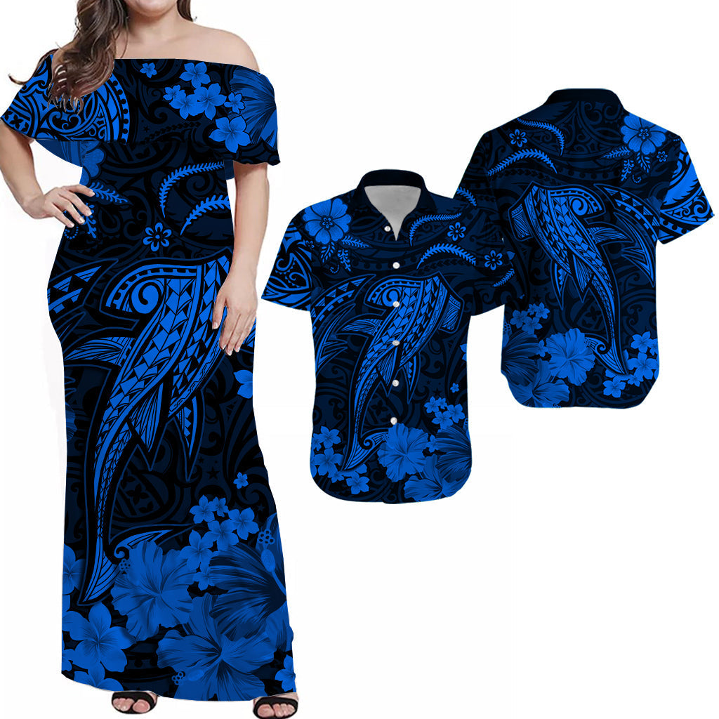 Hawaii Matching Hawaiian Shirt And Dress Polynesia Blue Shark LT13 - Wonder Print Shop