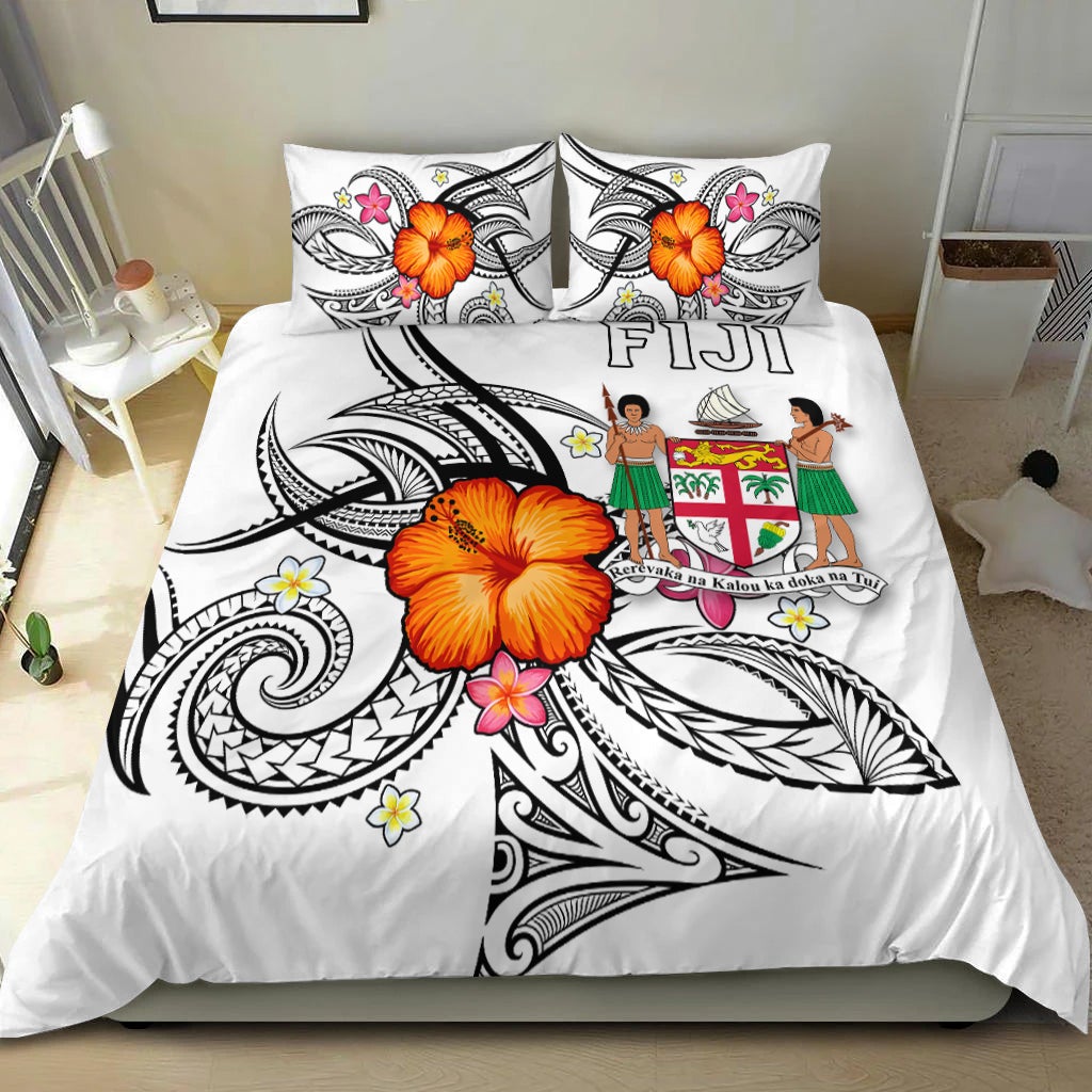 Fiji Bedding Set - Hibiscus With Tribal White LT12 - Wonder Print Shop