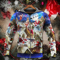 Christmas Up On Rooftop Santas Busiest Night With Reindeer Hoodie - Wonder Print Shop