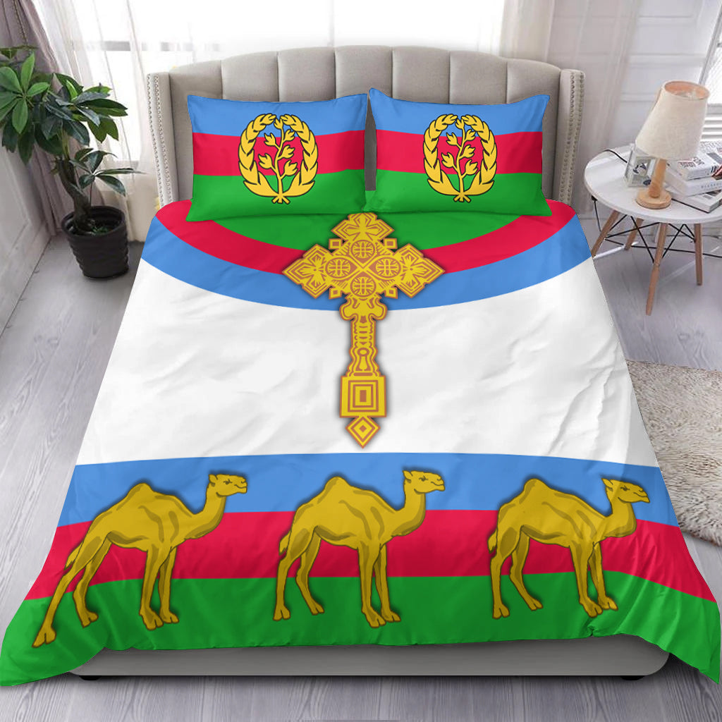 Eritrea Bedding Set Cross Flag Camel White LT13 - Wonder Print Shop