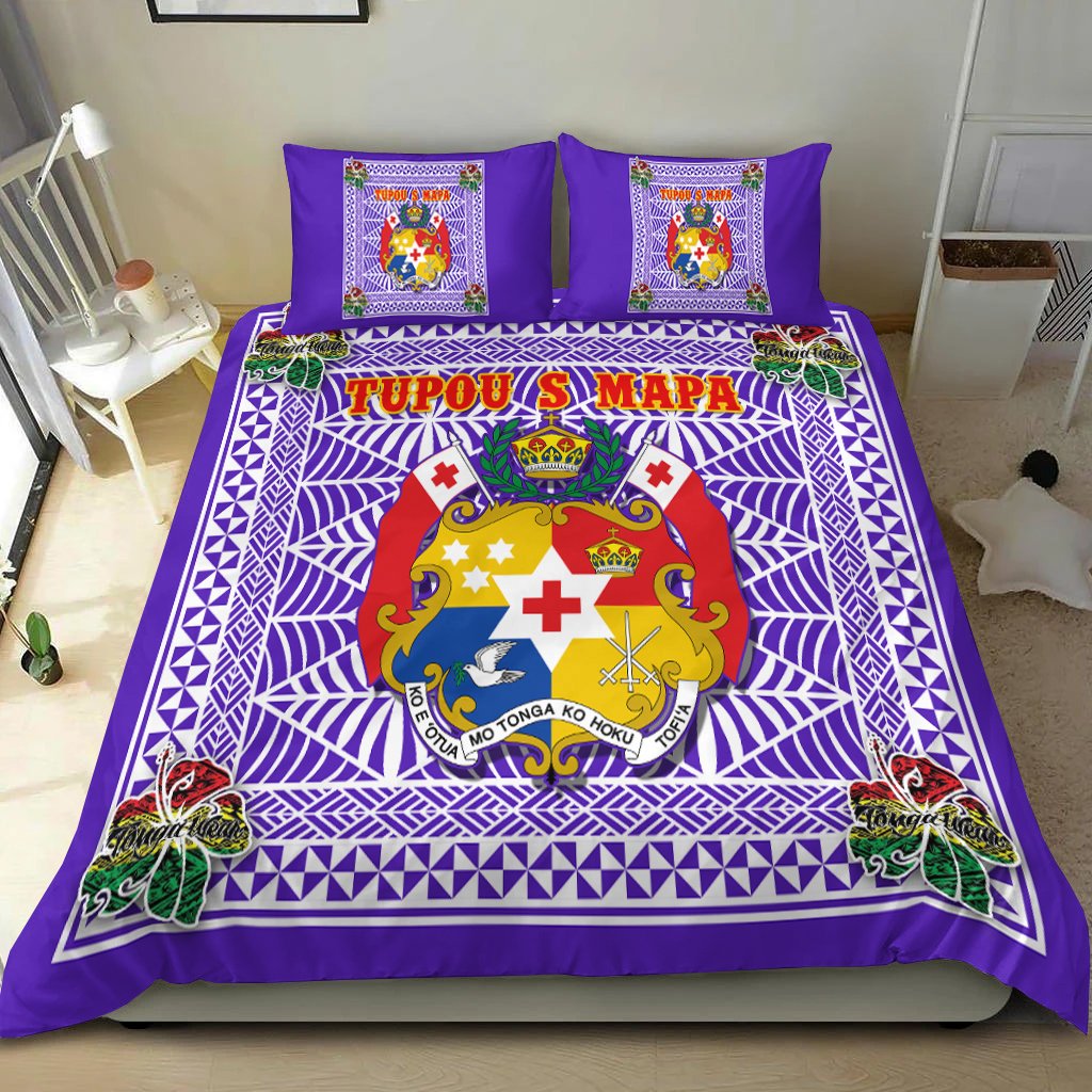 (Tupou S Mapa) Tonga Pattern with Coat of Arms Bedding Set LT4 - Wonder Print Shop