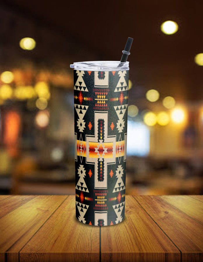 Black Tribe Design Native American Skinny Tumbler LT10 - Wonder Print Shop