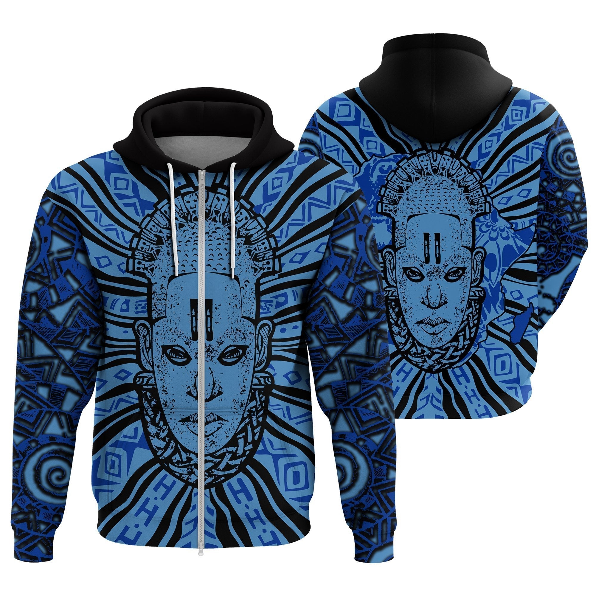 african-hoodie-africa-queen-idia-zip-hoodie-blue