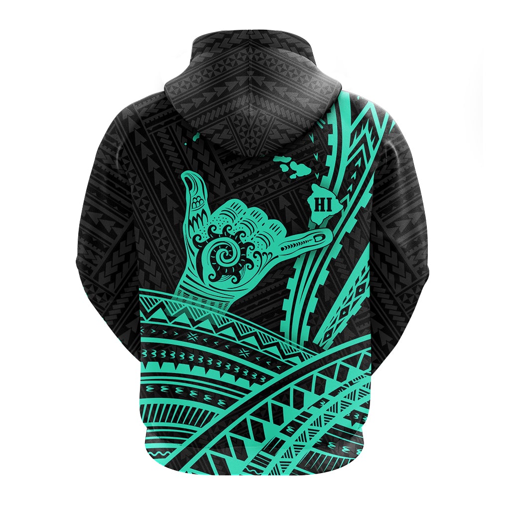 Hawaii Shaka Polynesian Tribal Turquoise Hoodie LT12 - Wonder Print Shop