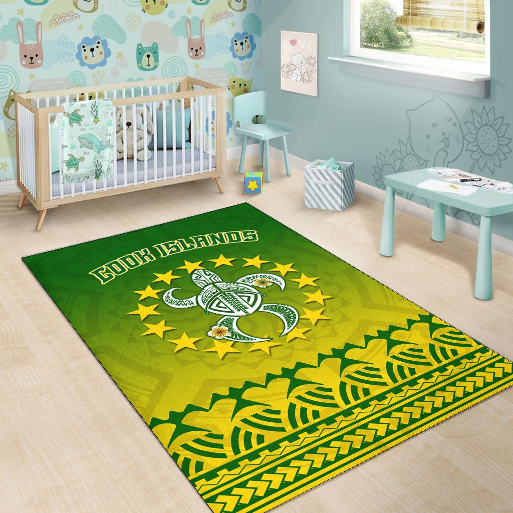 Cook Islands Turtle With Tribal Area Rug LT12 - Wonder Print Shop