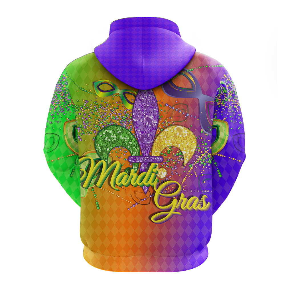 Mardi Gras Mask With Beads Hoodie LT12 - Wonder Print Shop