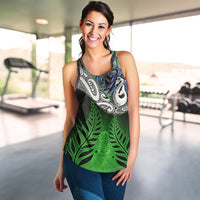 New Zealand Maori Women Racerback Tank Manaia Paua Shell Glitter Green LT4 - Wonder Print Shop