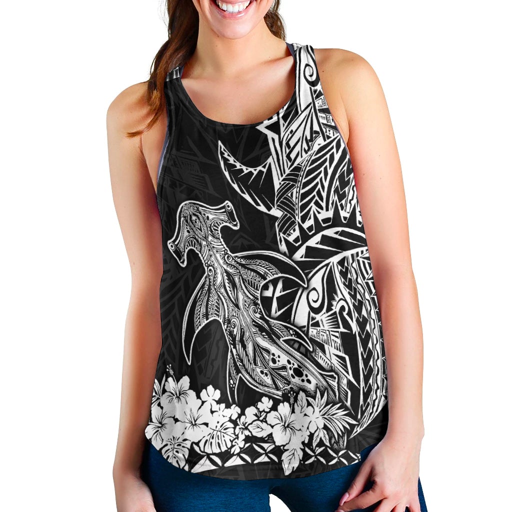 Hawaii Polynesian Women Racerback Tank Wild Hammerhead Sharks LT13 - Wonder Print Shop