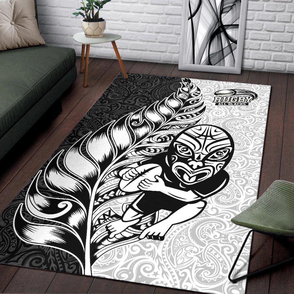 New Zealand Maori All Black Rugby Area Rug LT2 - Wonder Print Shop