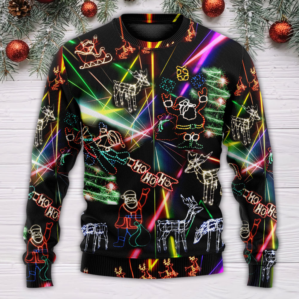 Christmas Tree Neon Art And Snowman Ugly Christmas Sweater - Wonder Print Shop