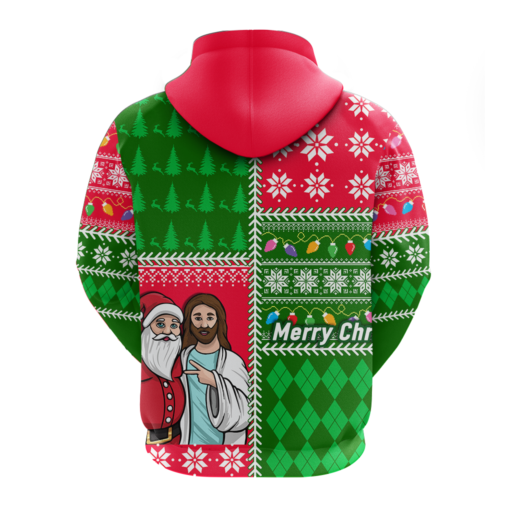 Santa With Jesus Christmas 2022 Ugly Style Hoodie - LT12 - Wonder Print Shop
