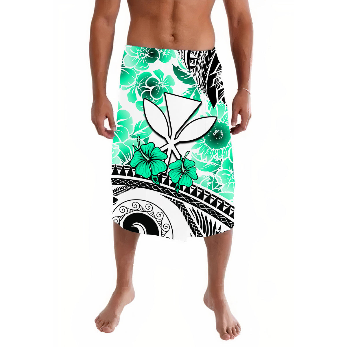 Hawaii Lavalava Polynesian and Turquoise Hibiscus LT13 - Wonder Print Shop