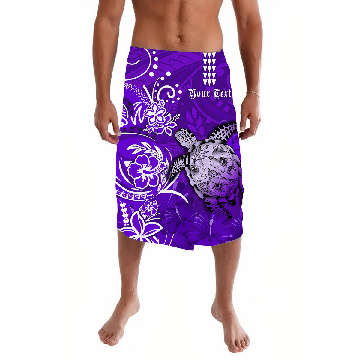 Custom Personalised Hawaii Lavalava Polynesia Purple Sea Turtle Honu and Map LT13 - Wonder Print Shop