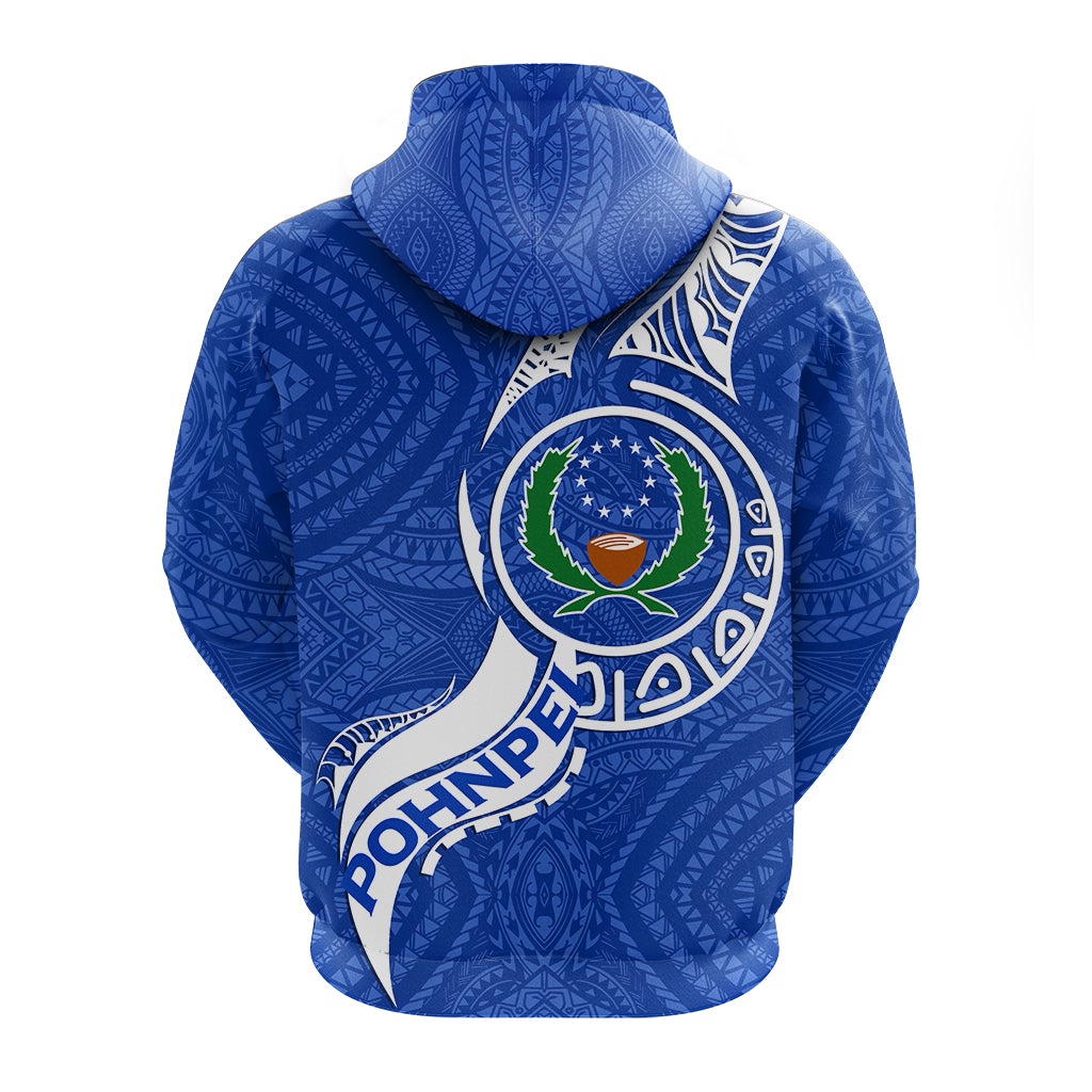 Custom Pohnpei Zip Up Hoodie Micronesia Pride Blue LT12 - Wonder Print Shop