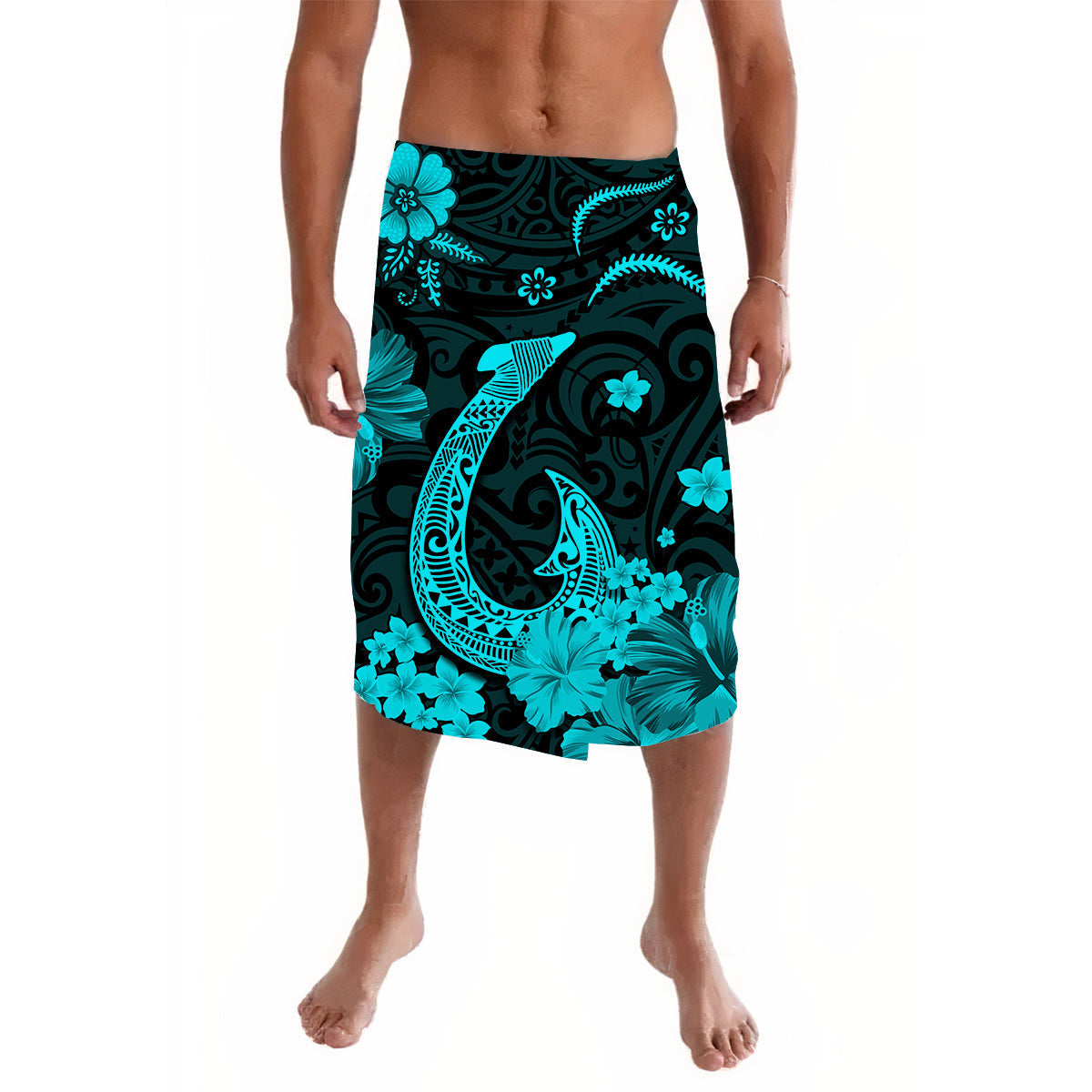 Hawaii Lavalava Polynesia Turquoise Fish Hook LT13 - Wonder Print Shop