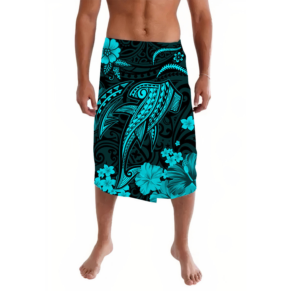 Hawaii Lavalava Polynesia Turquoise Shark LT13 - Wonder Print Shop