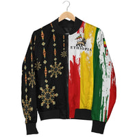Ethiopia Bomber Jacket - Flag's Color With Aztec Pattern LT20 - Wonder Print Shop