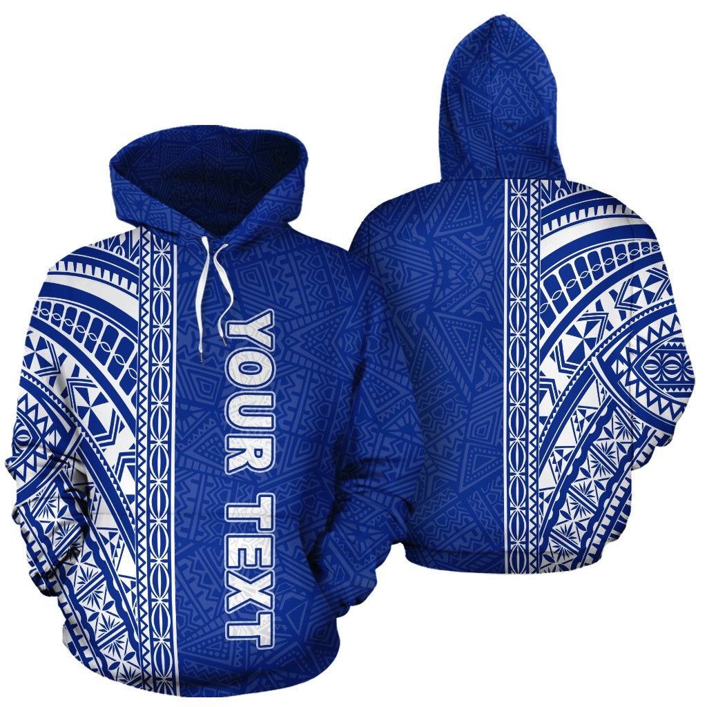 Custom Polynesian Hoodie - Blue Poly Line - Wonder Print Shop