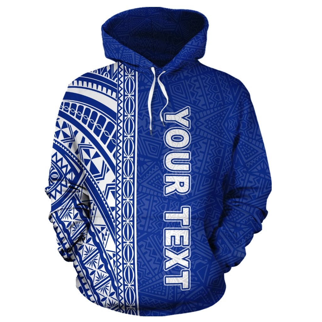 Custom Polynesian Hoodie - Blue Poly Line - Wonder Print Shop