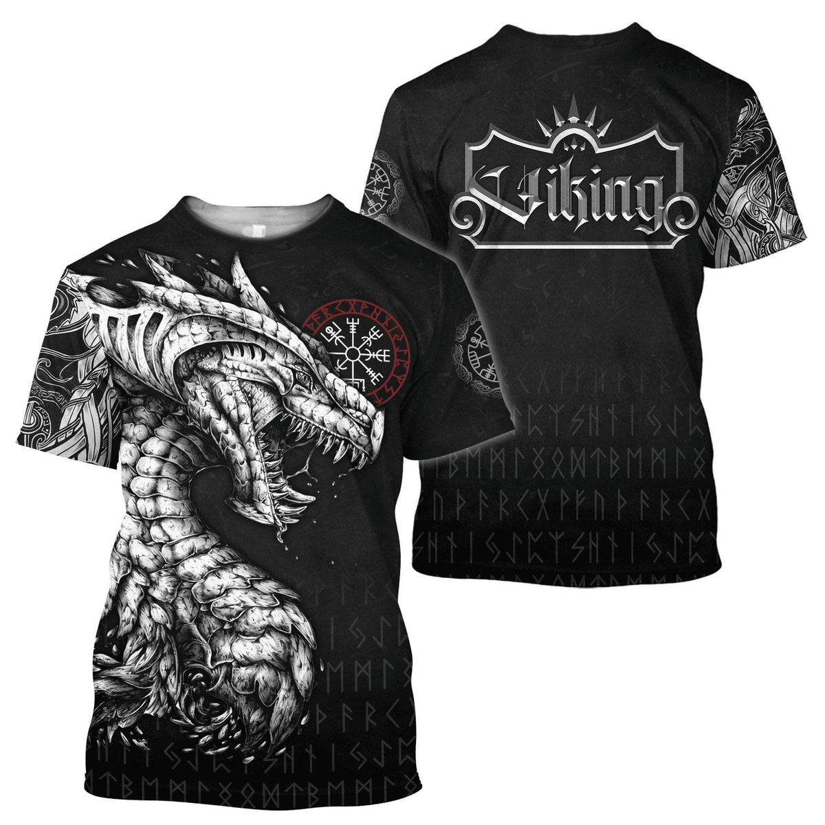 Viking Clothing Viking Dragon, Vegvisir T Shirt New RLT12 - Wonder Print Shop