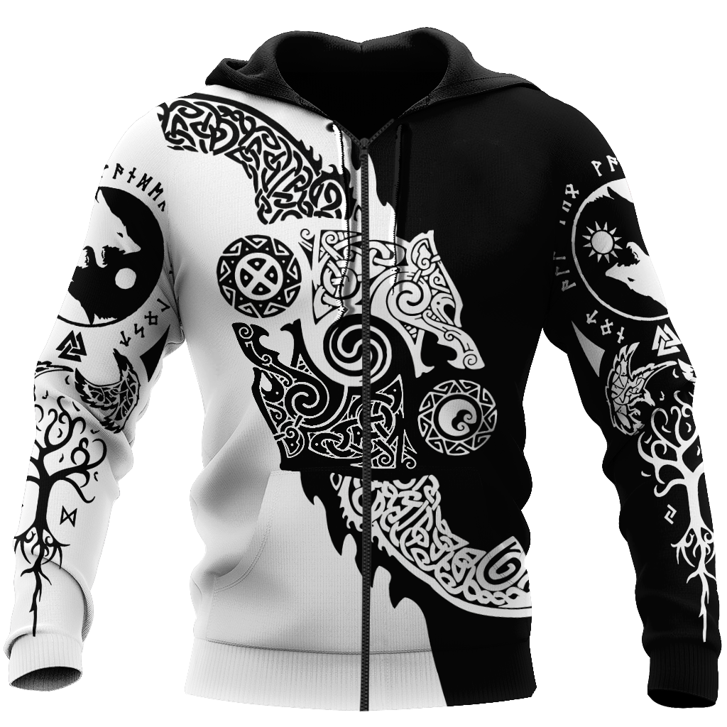 Viking Clothing Viking Hati and Skoll 3D Hoodie RLT12 - Wonder Print Shop