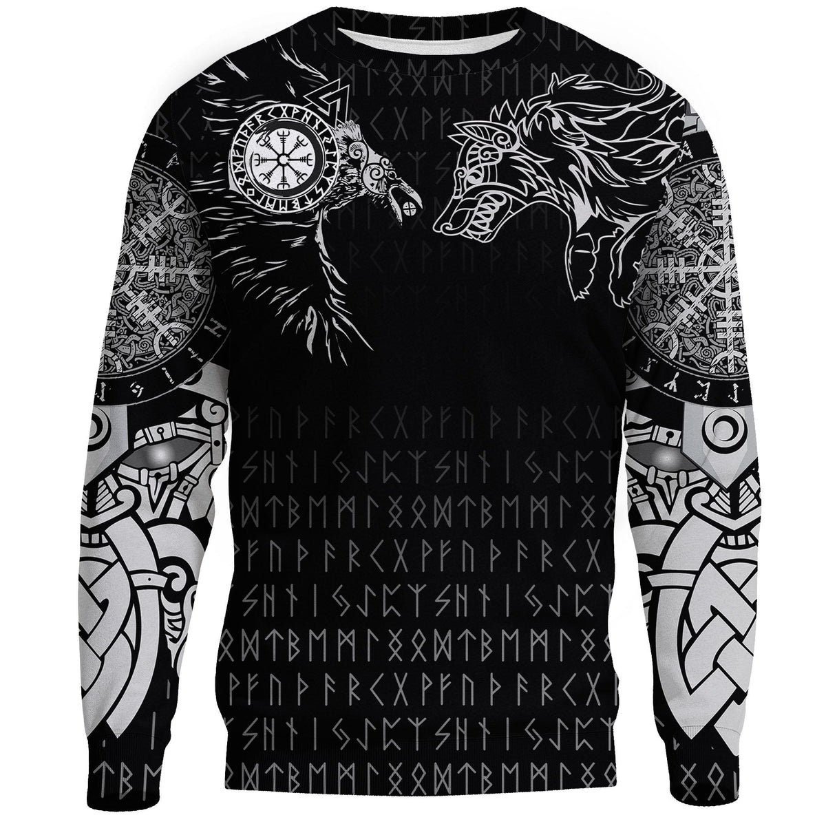 Viking Sweatshirt - Raven and Wolf Special Tattoo RLT12 - Wonder Print Shop