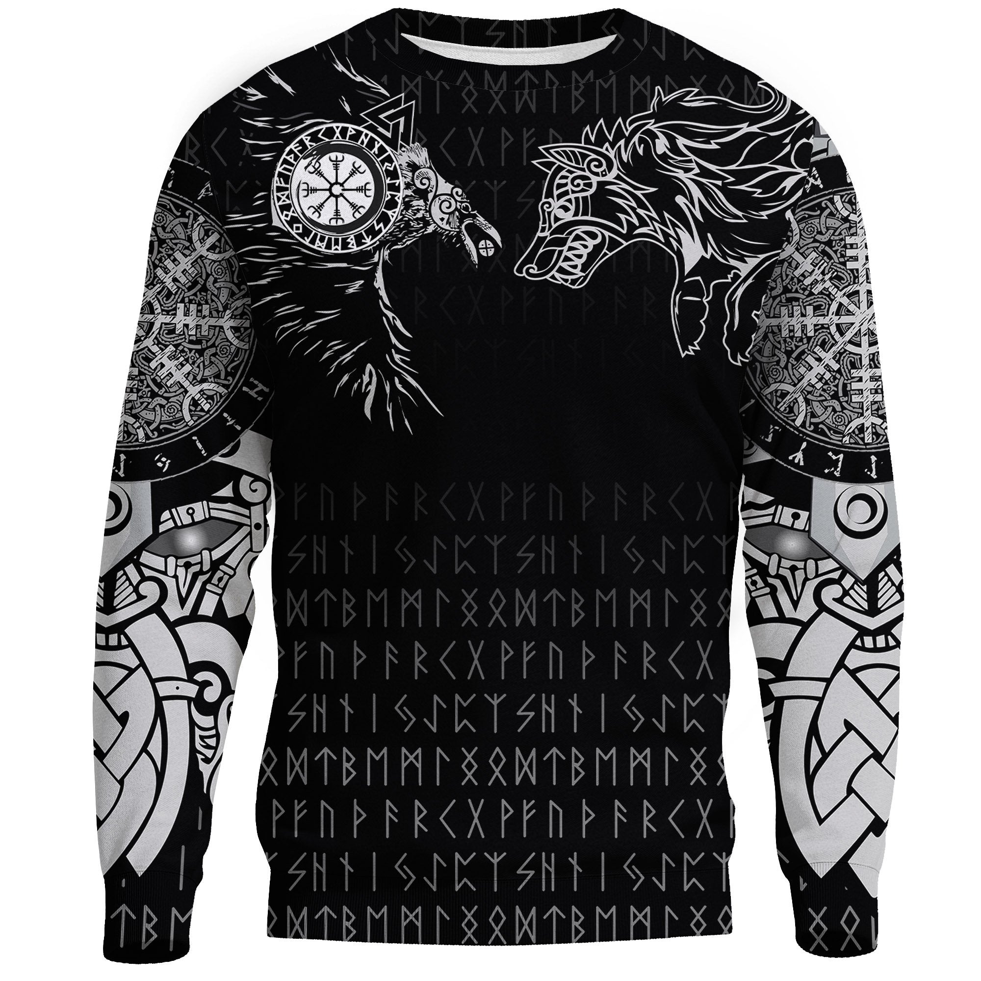 Viking Sweatshirt - Raven and Wolf Special Tattoo RLT12 - Wonder Print Shop