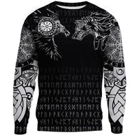 Viking Sweatshirt - Raven and Wolf Special Tattoo RLT12 - Wonder Print Shop