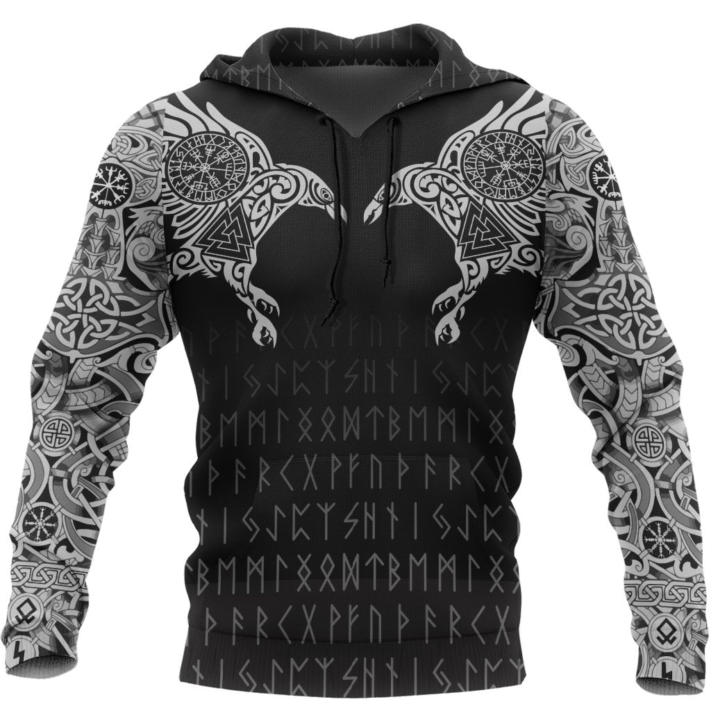 Viking Hoodie The Raven Of Odin Tattoo RLT12 - Wonder Print Shop