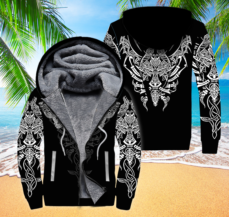 Viking Clothing Geki and Freki Viking Wolf Hoodie RLT12 - Wonder Print Shop