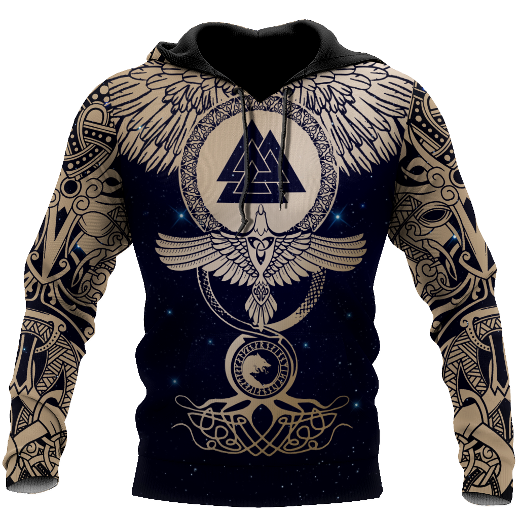 Viking Clothing Viking Wolf and Ravens Hoodie RLT12 - Wonder Print Shop