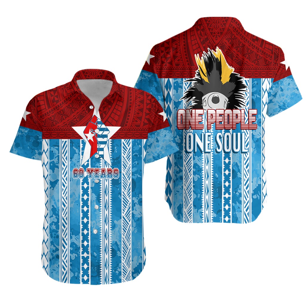 West Papua 60 Years OPM Morning Star with Polynesian Pattern Hawaiian Shirt - Wonder Print Shop