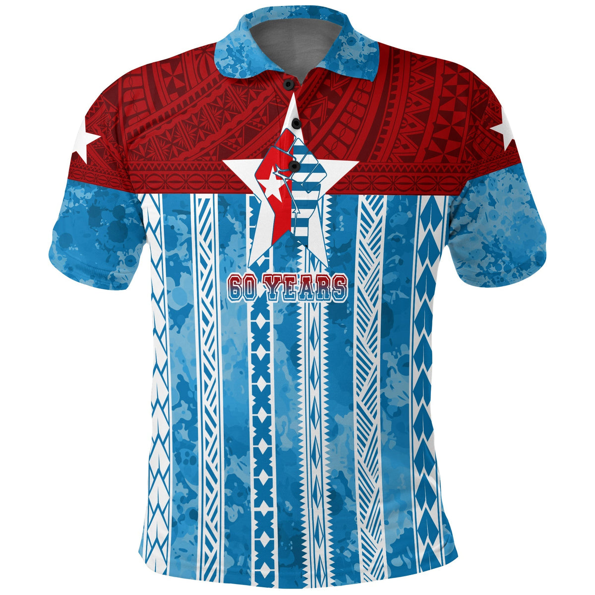 West Papua 60 Years OPM Morning Star with Polynesian Pattern Polo Shirt - Wonder Print Shop
