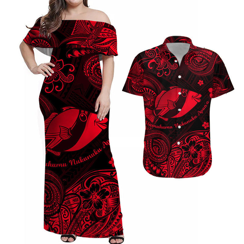 Hawaii State Fish: Humuhumu Nukunuku Apuaa Polynesian Matching Hawaiian Outfits For Couples Unique Style - Red LT8 - Wonder Print Shop