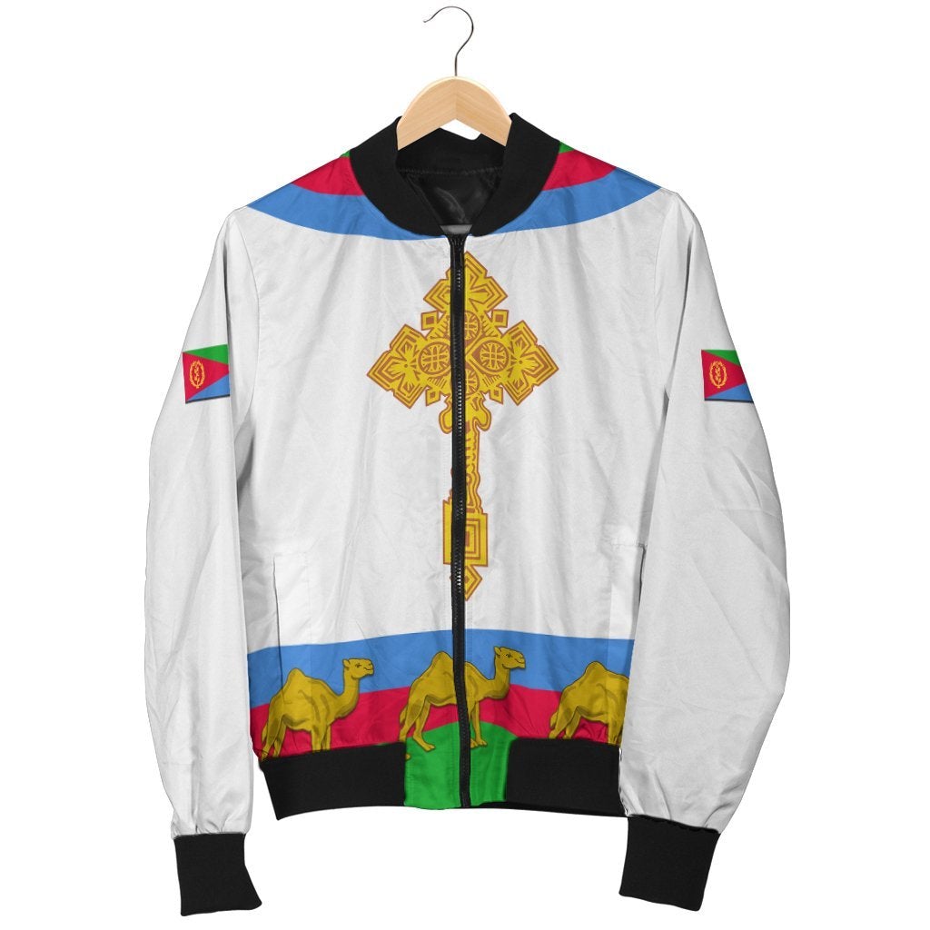 Eritrea Bomber Jacket Cross Flag Camel White LT13 - Wonder Print Shop
