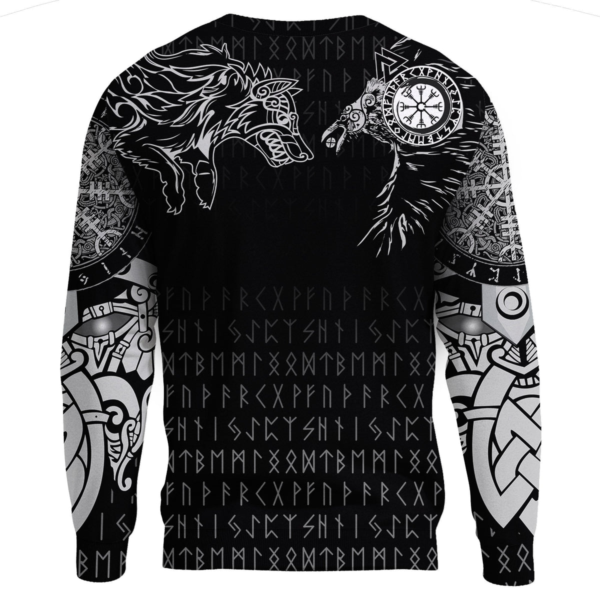 Viking Sweatshirt - Raven and Wolf Special Tattoo RLT12 - Wonder Print Shop