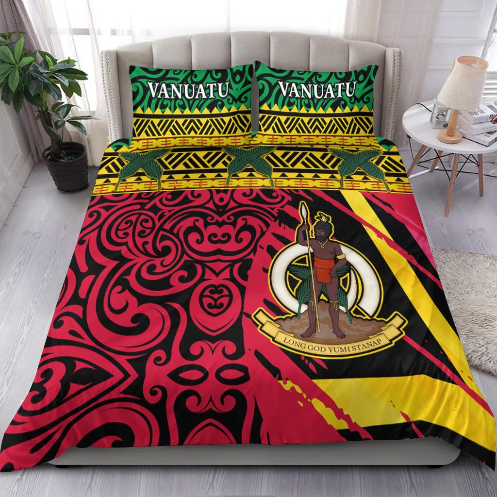 Vanuatu Dreamy Bedding Set Coat Of Arms and Pattern LT13 - Wonder Print Shop