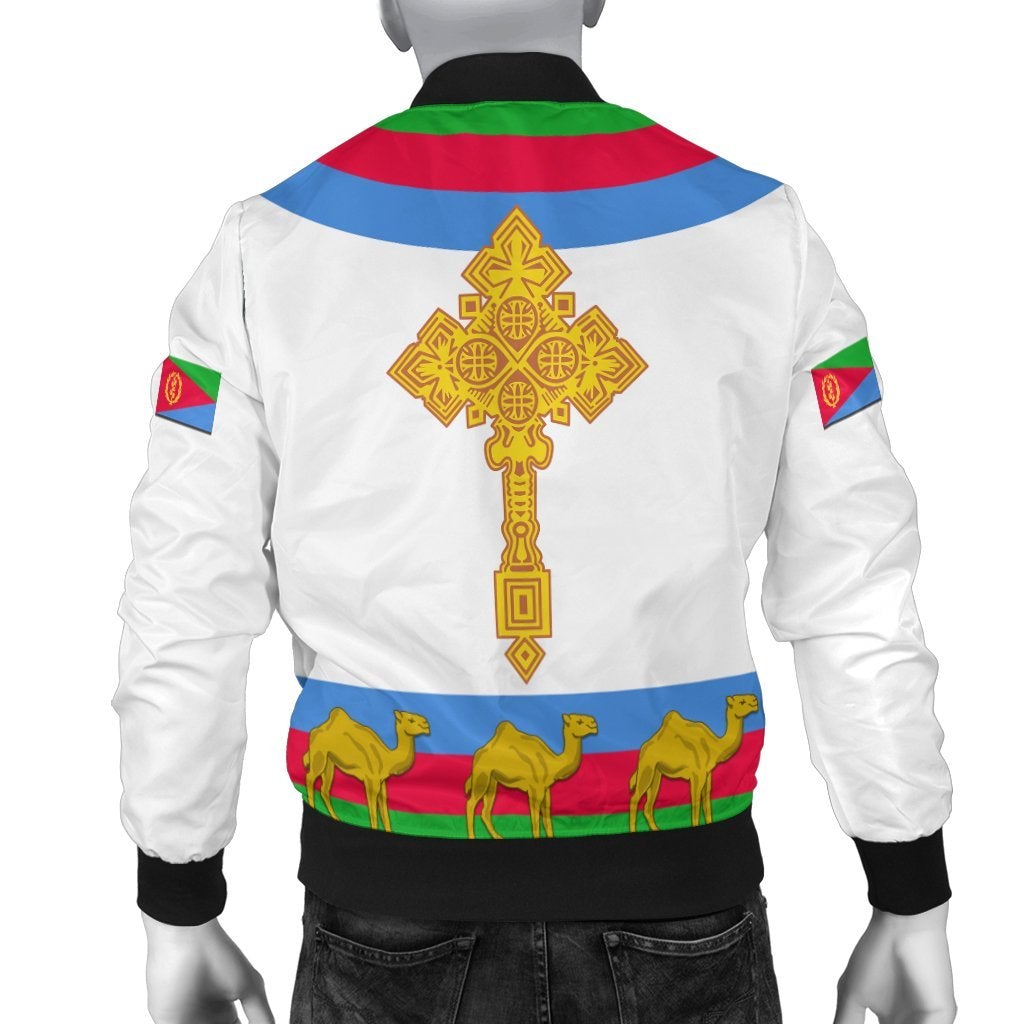 Eritrea Bomber Jacket Cross Flag Camel White LT13 - Wonder Print Shop