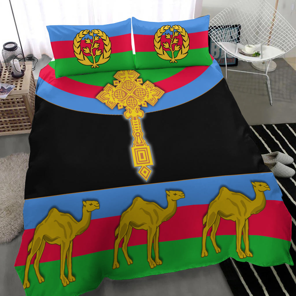 Eritrea Bedding Set Cross Flag Camel Black LT13 - Wonder Print Shop