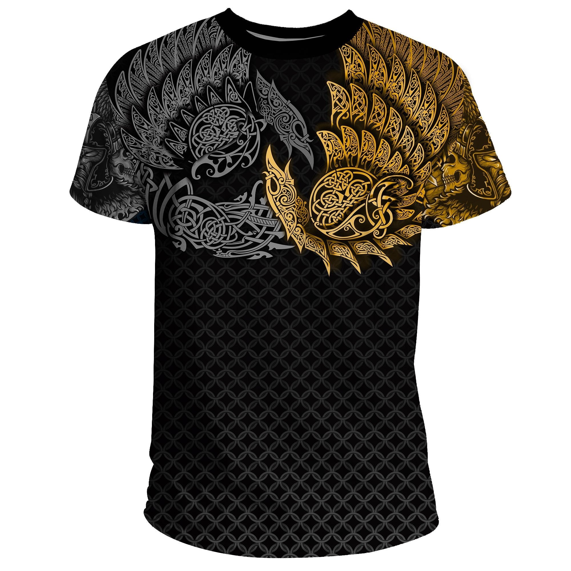 Viking T Shirt, Ravens of Midgard Gold RLT12 - Wonder Print Shop