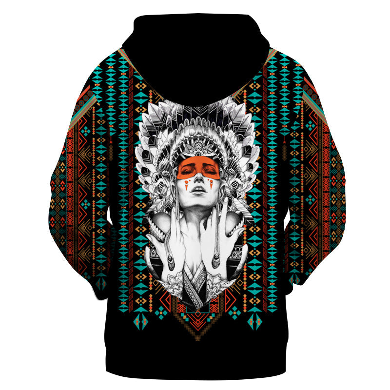 Native American Girl Pattern Pattern 3D Hoodie LT10 - Wonder Print Shop