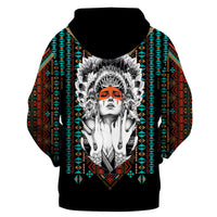 Native American Girl Pattern Pattern 3D Hoodie LT10 - Wonder Print Shop