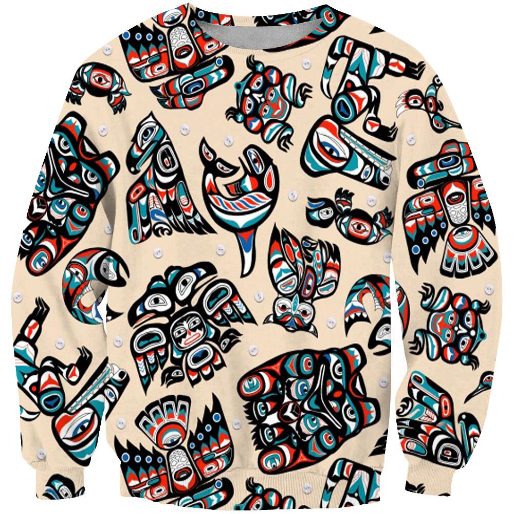 Indigenous Culture Totems White Native American 3D Sweatshirt LT10 - Wonder Print Shop