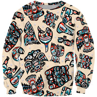 Indigenous Culture Totems White Native American 3D Sweatshirt LT10 - Wonder Print Shop