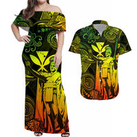 Hawaii King Kamehameha Map Polynesian Matching Hawaiian Outfits For Couples Kanaka Maoli Unique Style - Reggae LT8 - Wonder Print Shop