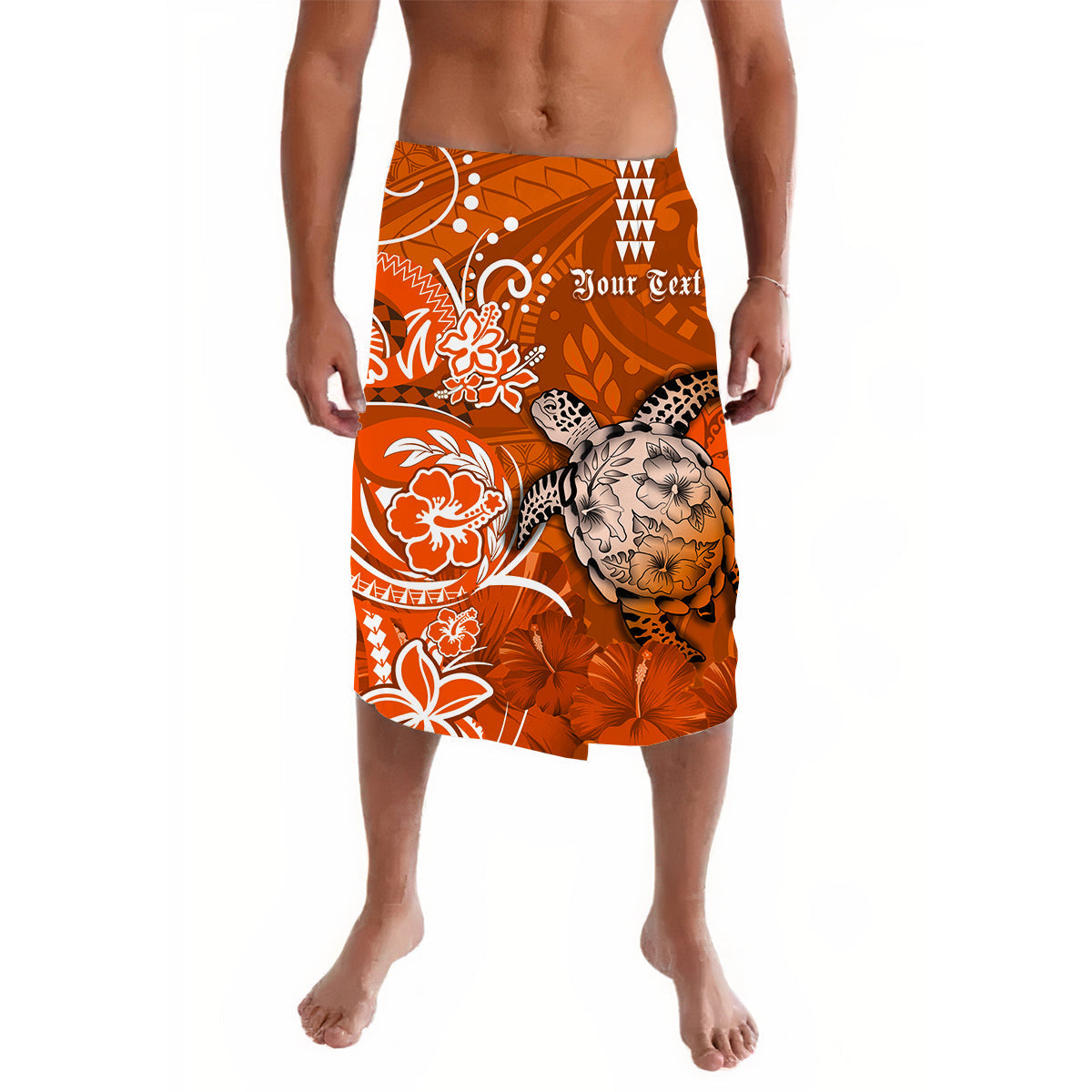 Custom Personalised Hawaii Lavalava Polynesia Orange Sea Turtle Honu and Map LT13 - Wonder Print Shop